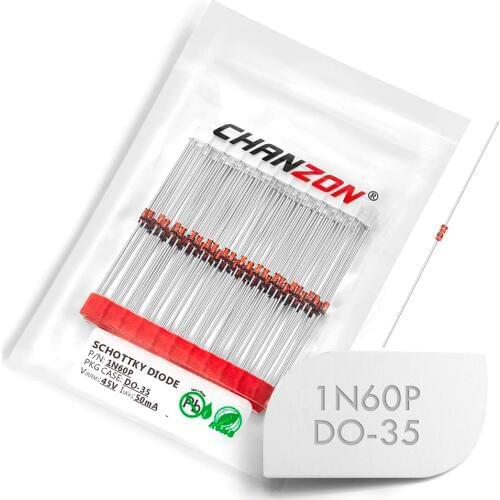 100 Pcs) 1N60P Schottky Barrier Rectifier Diodes 50mA 45V DO-35 Axial IN60P 50 mA 45 Volt 1N 60P for TV AM FM Radio