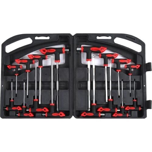 16 pcs CR-V T-Handle Ball End Hex Key Wrench Set & T-Handle Star Wrench Set Repair Hand Tool Set