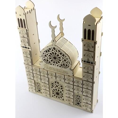 2020 New Eid Ramadan Muslim Islamic Gift Wooden Eid Mubarak Countdown Calendar Handicraft Ornament Home Decor for Drop Shipping