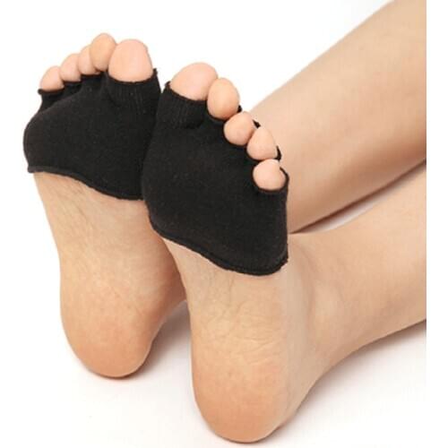 2020 Women Invisible Non Slip Toe Socks Half Grip Heel Five Finger Socks