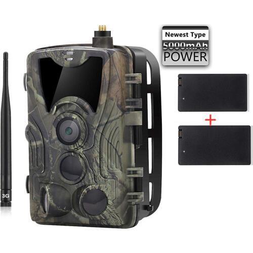 With 2PCS 5000Mah Lithium Battery 3G SMS MMS SMTP Mobile Trail Hunting Camera 16MP Cameras HC801G Cellular Wild Surveillance
