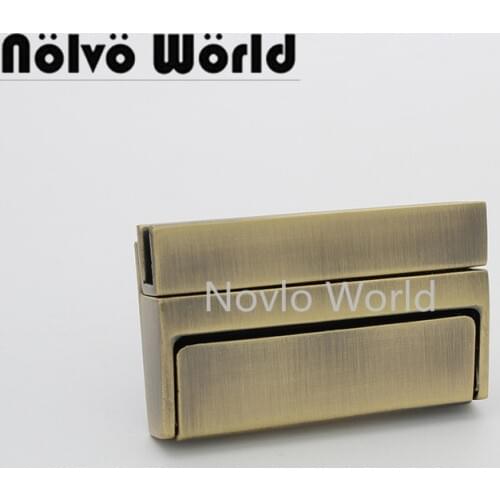 5-20 pieces Brush antique 55X33mm Oversize Durable Metal Rectangle Push Lock For Luxury bags Briefcase Purses Accessories