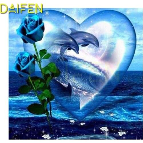 Full Square Diamond embroidery Dolphin whale rose Full Round Diamond painting Cross stitch Love sea DIY 3D Diamond mosaic flower