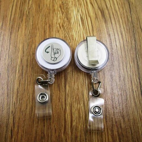 Asl J ID Badge Reel for Docter Nurse Teacher Student retractable recoil id badge holder work fun