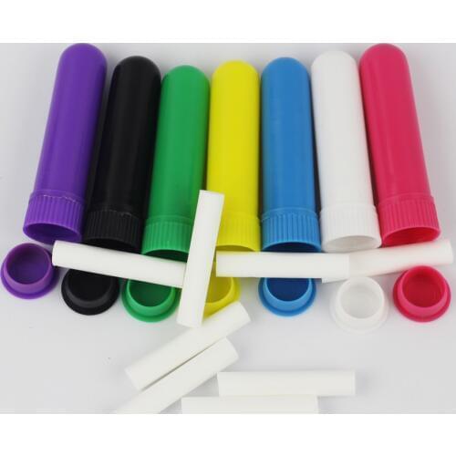 Free shipping 100PCS/lot Blank Nasal Inhaler Aromatherapy Nasal Inhaler Sticks with Wicks 7 colors ZKH114