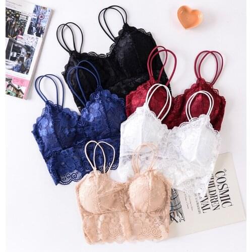 New Sexy Seamless Lace Bralette Womens Bra Tops Summer Lingerie Bra Camisole Girls Breathable Tube Top Wrapped Top V-Tie