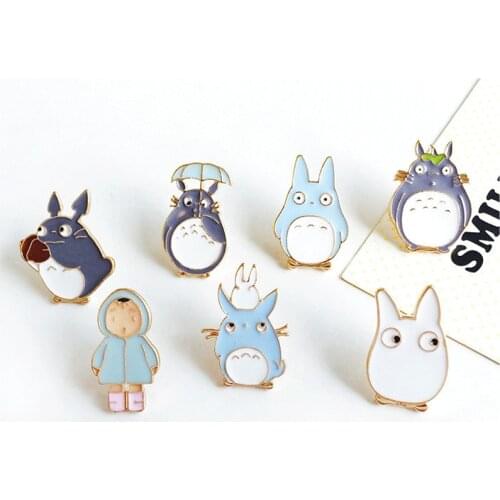 1pc Harajuku Unisex Alloy Enamel Anime Cute Totoro Girl Broche Badges Lapel Pin Safe Brooches Scarf Cool Boy Women Jewelry Gifts