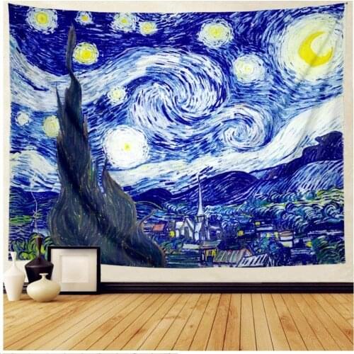 Hippie Galaxy Mandala Bohemian Tapestry Watercolor Oil Painting Wall Decor for Living Room Bedroom