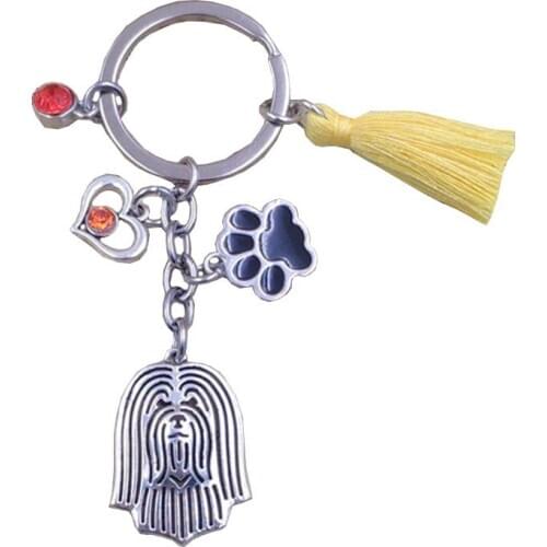 Havanese(in show cut) Dog Animal Special Charm Alloy New Keychain Key Ring Pet Tassels Antique Bohemian Women Men Jewelry K201