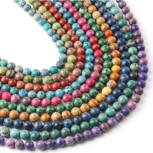 Natural America Turquoises Maifan Stone Round Loose Spacer Beads for Jewelry Making Handmade DIY Bracelet Necklace 6 8 10mm 15