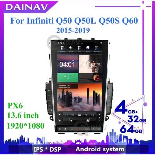 Android GPS Navigation Multimedia Video Player Car Radio For Infiniti Q50S Q50L Q50 Q60 2015-2019 Stereo Receiver HD Vertical