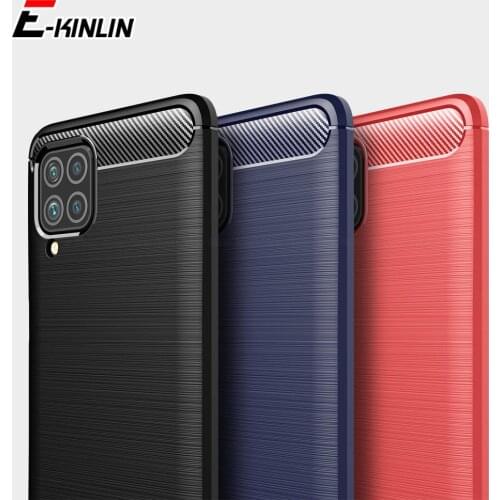 Soft Silicone Brushed Carbon Fiber Phone Case For Samsung Galaxy M42 M62 M02 M12 F52 5G F62 F02s UltraThin shockproof Back Cover