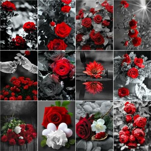 AZQSD Diamond Painting Kit Rose Full Square Drill Home Decoration Diamond Embroidery Flowers Mosaic Picture Of Rhinestones