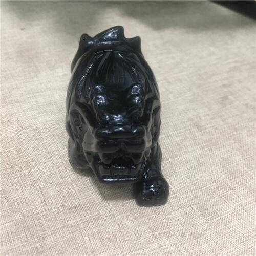 Natural stones and minerals black obsidian handmade carving dragon turtl figurine healing crystals for home decoration wholesale