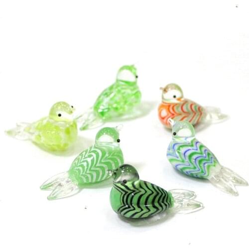 Factory Custom handmade colorful mini glass bird figurine Easter cartoon animal japan-style home garden decor accessories statue