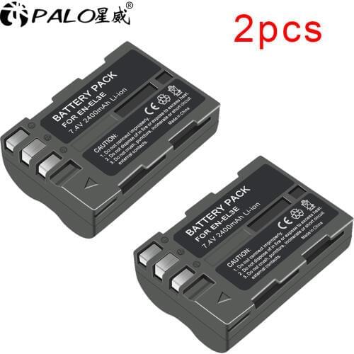 PALO 2PCS High quality EN-EL3e EN EL3e 7.4V 2400mAh Camera Batteries For Nikon ENEL3E EN EL3E D30 D50 D70 D90 D70S D300