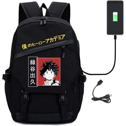 Deku Backpack Anime My Hero Academia Plus Ultra Multifunction USB Charging Laptop Japanese Shoulder Travel Bags For Boys Girls
