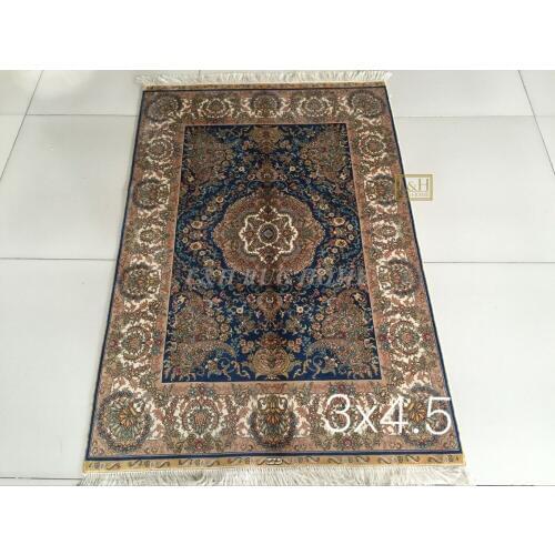 Free shipping 3'X4.5' 230 Line Handmade Silk Oriental Persian Rug hand Knotted silk carpet for home decoration