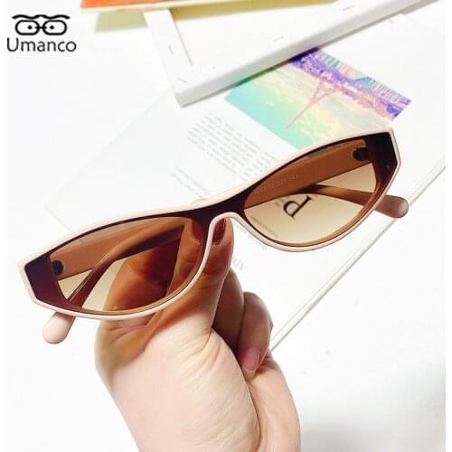 Umanco Sexy Small Size Cat Eye Sunglasses for Women Brown Black White PC Frame AC Lens Sun Shades UV400 Brand Design Eyeglasses