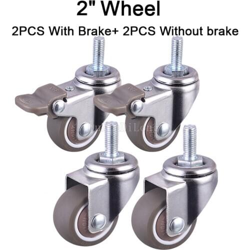 Brand New 4PCS 2Inches Heavy Swivel Wheels Castors Rubber Super Mute Furniture Casters Max Loading 105KG