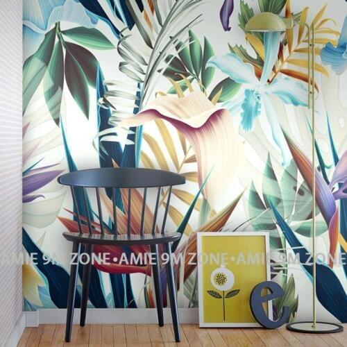 Tuya Art wall-papers tropical palm leaf and flowers art mural wallpaper for living room dinning room wallpapers for walls