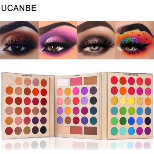 UCANBE 86 Colors All-purpose Matte Shimmer Glitter Eyeshadow Makeup Playbook with Highlight Contour Blush Eye Face Cosmetics Set