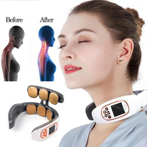 Smart Neck and Back Pulse Massager Electric remote control Wireless Heating Relax Pain Relief Kneading Massage Health Care Tool