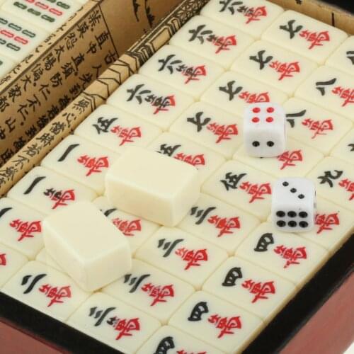 Vintage Chinese Mah-Jong White Set W/ Travel Retro Leather Mahjong Case