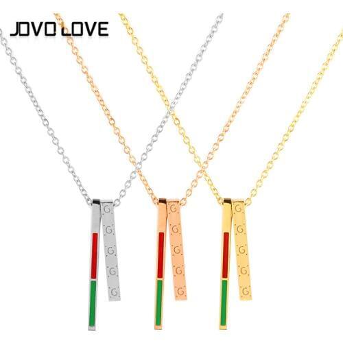 Women Stainless Steel Necklaces Long Strip Jewelry Colorful Trendy Stick Pendant Necklace Hollow Long Link Chain Collier Femme