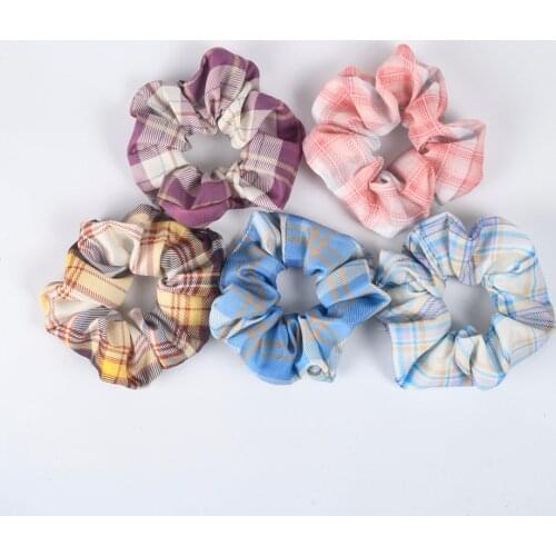 1 Pcs New Women Sweet Hair Ring Rope Lattice Large Intestine Circle Daily Fabrics Hair Ring Rope Ins Fashion Hair Accessories