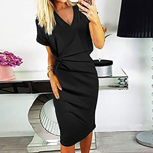 40# Office Lady Pleated Dress Solid Color Formal Dress Short Sleeve Elegant Dress Casual Vintage Dresses Короткий Рукав Платье