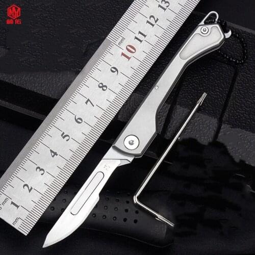 1PCS Titanium Alloy Carving Utility Knife Multifunctional Folding Knife Outdoor Tactical Emergency Medical Knife Without Blade