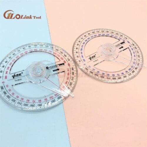 1 Pcs Portable All Circular 10cm Plastic 360 Degree Pointer Protractor Ruler Angle Finder Swing Arm For School Office Supplies