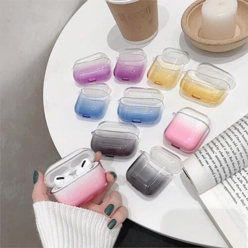 10Pcs Clear Gradient Colorful Earphone Case For Apple Airpods Pro Wireless Earphone Cover For Airpods 2 1 Headset Soft TPU Box