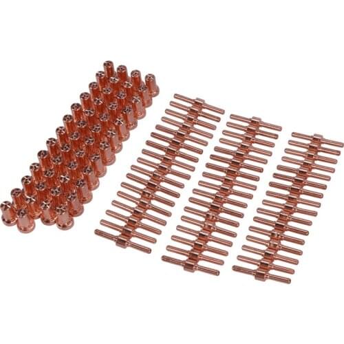 100Pcs Red Copper Extended Long Plasma Cutter Tip Electrodes Nozzles Kit Consumable For Pt31 Lg40 40A Cutting Welder Torch
