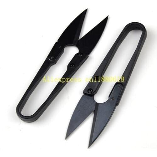 100pcs/lot Fast shipping High quality carbon steel yarn black handle thread cross stitch U scissors Tailor Sewing Cutter
