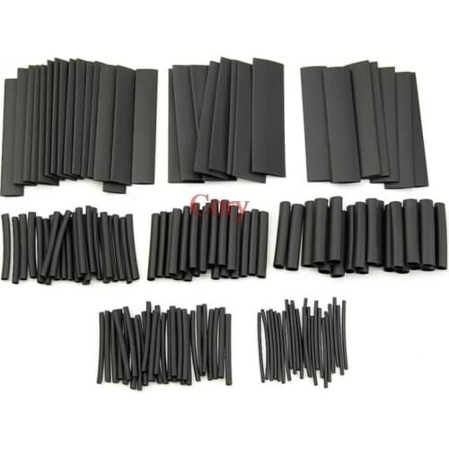 150pcs 2:1 Polyolefin Heat Shrink Tubing Tube Sleeving Wire Electrical Insulation Cable Kit Black Assortment CZYC