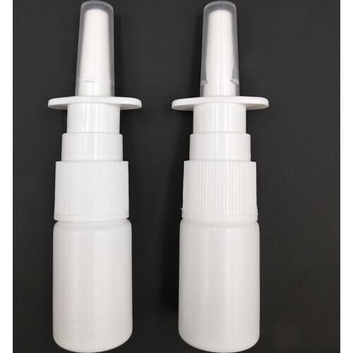 2Pcs/Lot 10ml White Empty Plastic Nasal Spray Bottles Pump Sprayer Mist Nose Spray Refillable Bottle For Medical Packaging