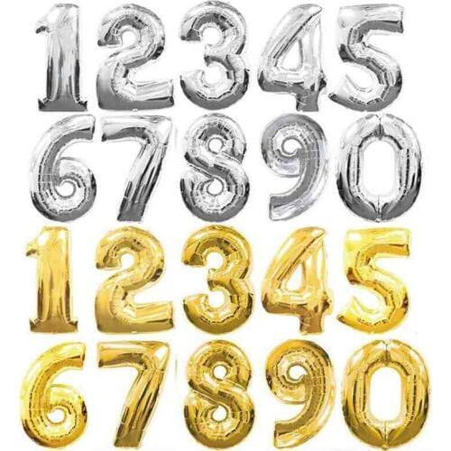 32/40 inch Gold Silver Number Foil Balloon Digit Helium Ballons Birthday Party Wedding Decor Event Party Supplies Photo Shooting