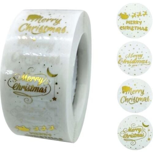 500pcs Round Clear Merry Christmas Stickers Thank You Card Box Package Label Sealing Stickers Wedding Decor Stationery
