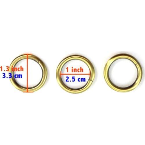 Antique Brass plated Unwelded O Rings 1 inch ( 2.5 cm ) for bags and other sewing projects