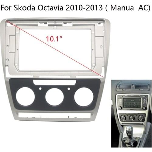 Car Radio Fascia for Skoda Octavia 2010-2013 Manual AC 2 DIN Center Console DVD Refitting Panel Dash Bezel Audio Frame Kit