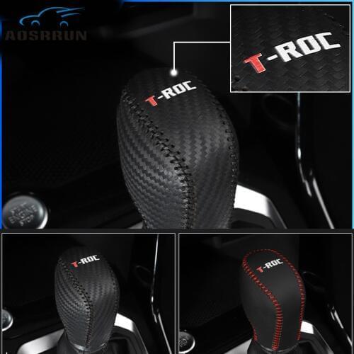 Car-styling Genuine leather car hand sews the gear box Car Accessories For VW Volkswagen T-ROC 2017 2018