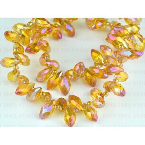 Sale Price !100pcs 6mm x 12mm Gold Pink Plating Briolette Pendants Crystal Glass Jewelry Loose Teardrop Beads DIY