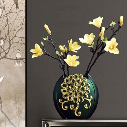 European Ceramic Goldfish Vase Fake Flower Ornaments Home Livingroom Desktop Furnishing Decoration Wine Cabinet Figurines Crafts