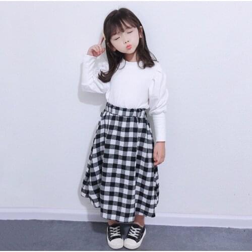 Jargazol Fall Kids Clothes 2-7 Years Toddlerr Girls Clothing Set Fashion Long Sleeve Top&plaid Long Skirt Autumn Girl Outfits