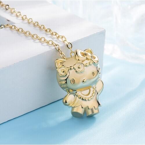 Korean Fashion Cartoon Kitty cat Pendant Necklace Female Hot Classic Wild Jewelry Girlfriend Lover Gift