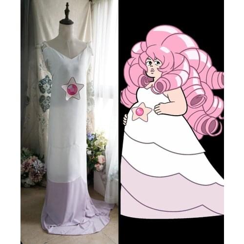 Cosplay legend Anime Steven Universe Rose Quartz Maxi Dress Costume Custom Made H001