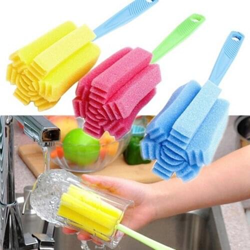 40%HOT3Pcs Kitchen Wineglass Bottle Coffee Tea Glass Cup Sponge Brush Cleaning Tool