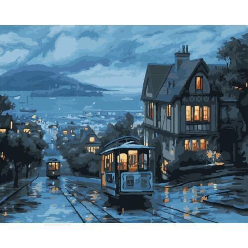 DRAWJOY Landscape Framed Picture DIY Painting By Numbers DIY Oil Painting On Canvas Home Decoration For Living Room 40*50cm